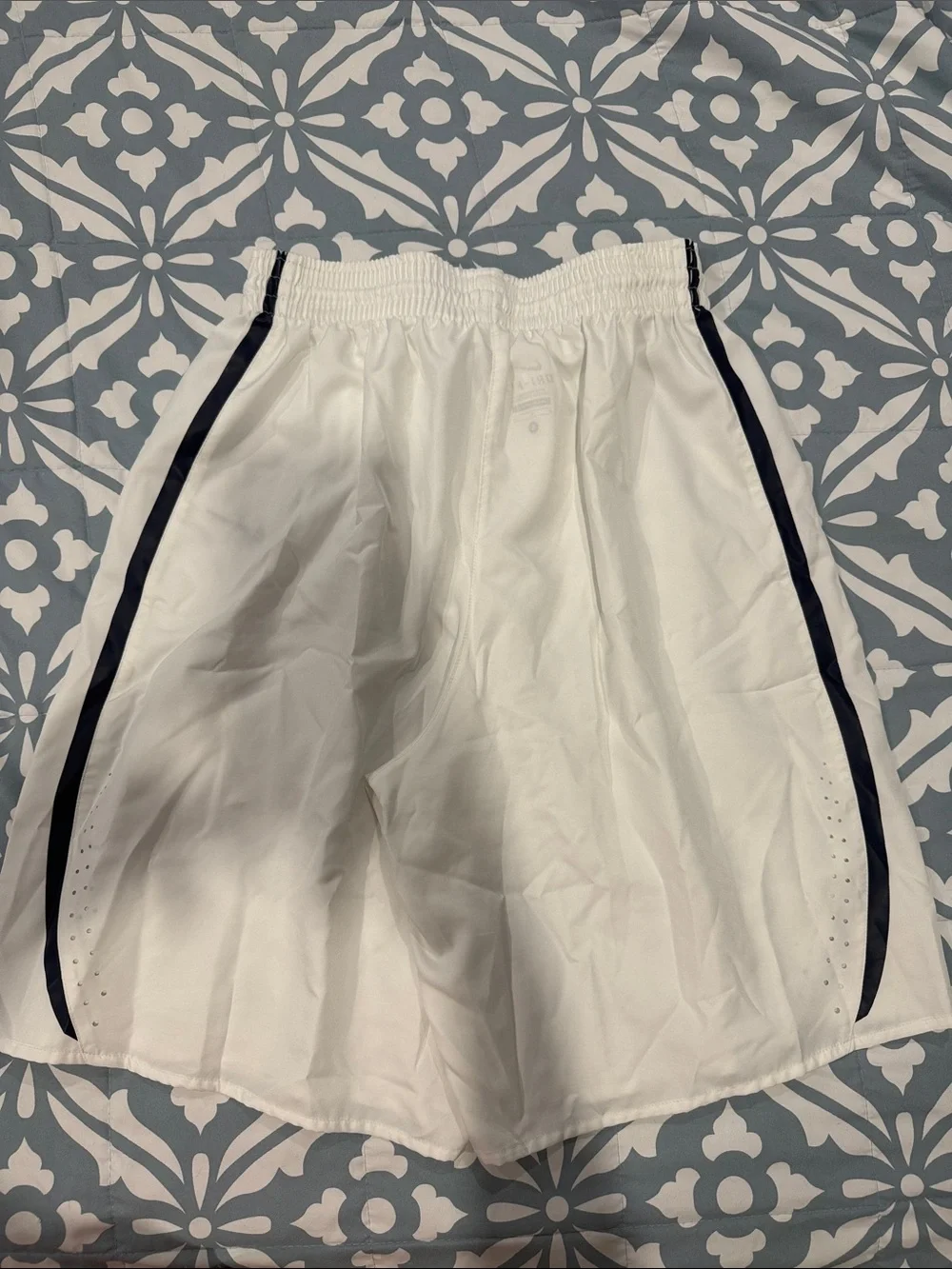 Nike Basketball White Shorts with Navy Side Trim